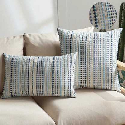 Housse de coussin Macramé Boheme Bleu