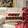 Housse de coussin rectangulaire Merry Christmas en grandes capitales Rouge et Vert avec passepoil Rouge, 30x50cm