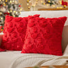 Housse de coussin Noël Peluche Snowman Rouge, motif en relief ton sur ton, format 45x45cm