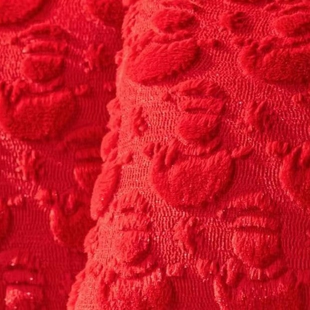 Détail du relief en peluche des Snowman, coloris Rouge