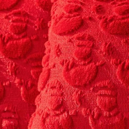Détail du relief en peluche des Snowman, coloris Rouge