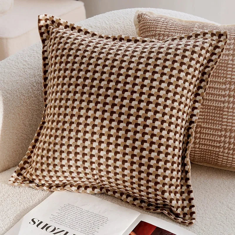 Housse de coussin Patchwork<br> Ocre - Velours côtelé