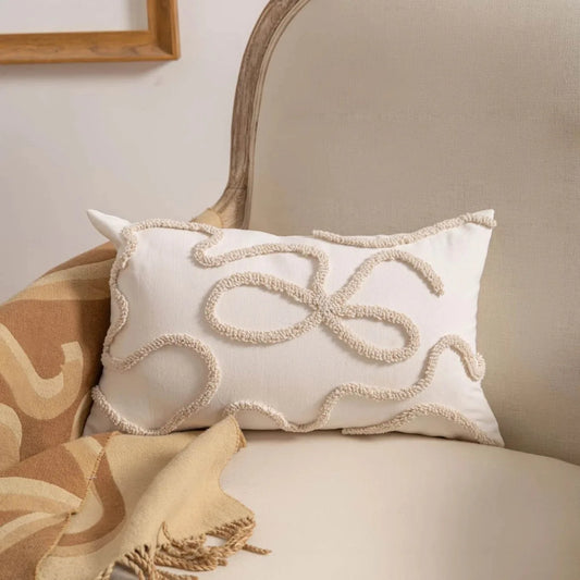 Housse de coussin rectangulaire chic<br>Chenille - Beige