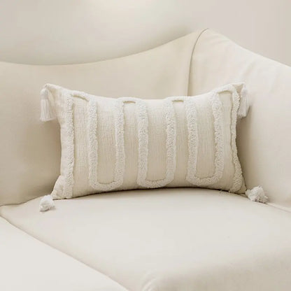 Housse de coussin rectangulaire chic<br>Chenille - Beige
