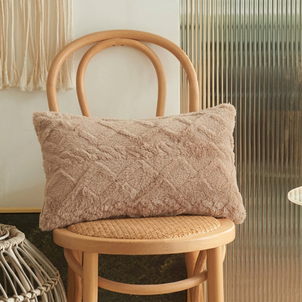 Housse de coussins rectangulaire <br>Peluche - Beige