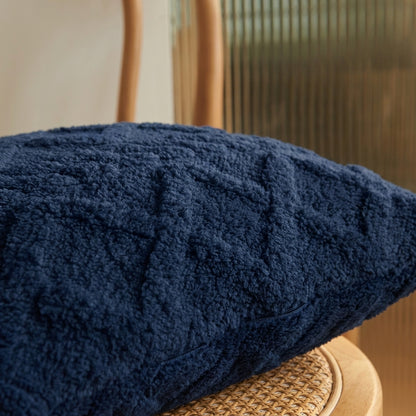 Housse de coussins rectangulaire <br>Peluche - Bleu marine