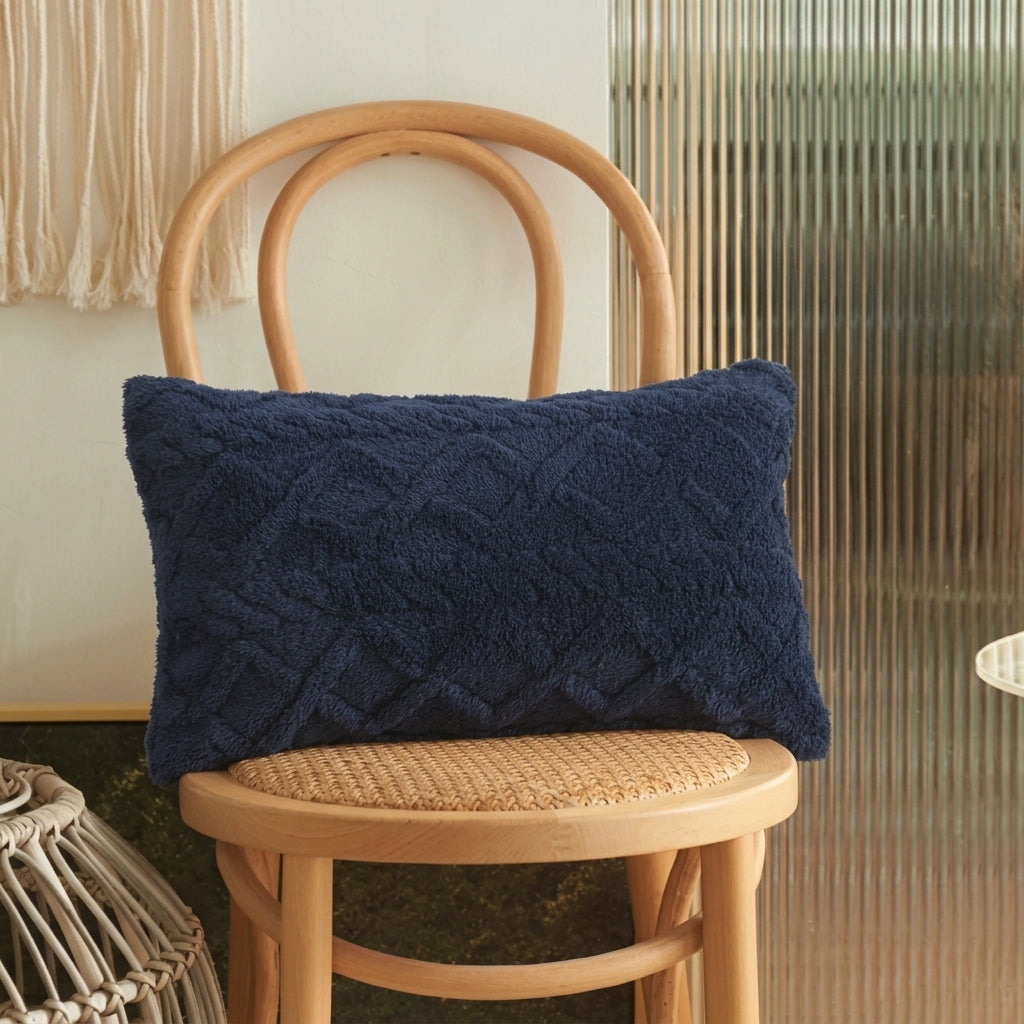 Housse de coussins rectangulaire <br>Peluche - Bleu marine