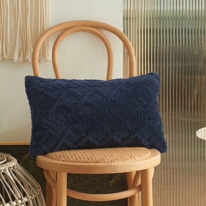 Housse de coussins rectangulaire <br>Peluche - Bleu marine
