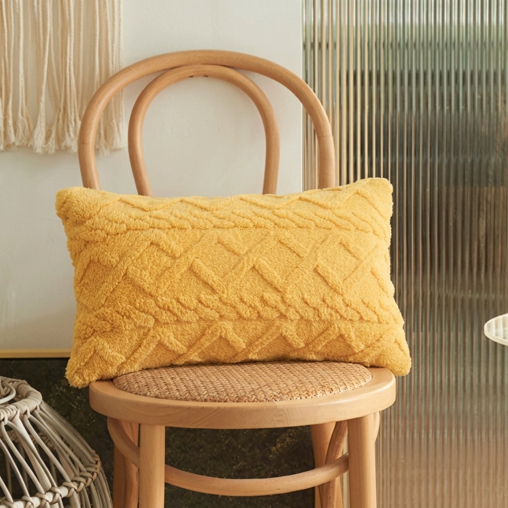 Housse de coussins rectangulaire <br>Peluche - Jaune
