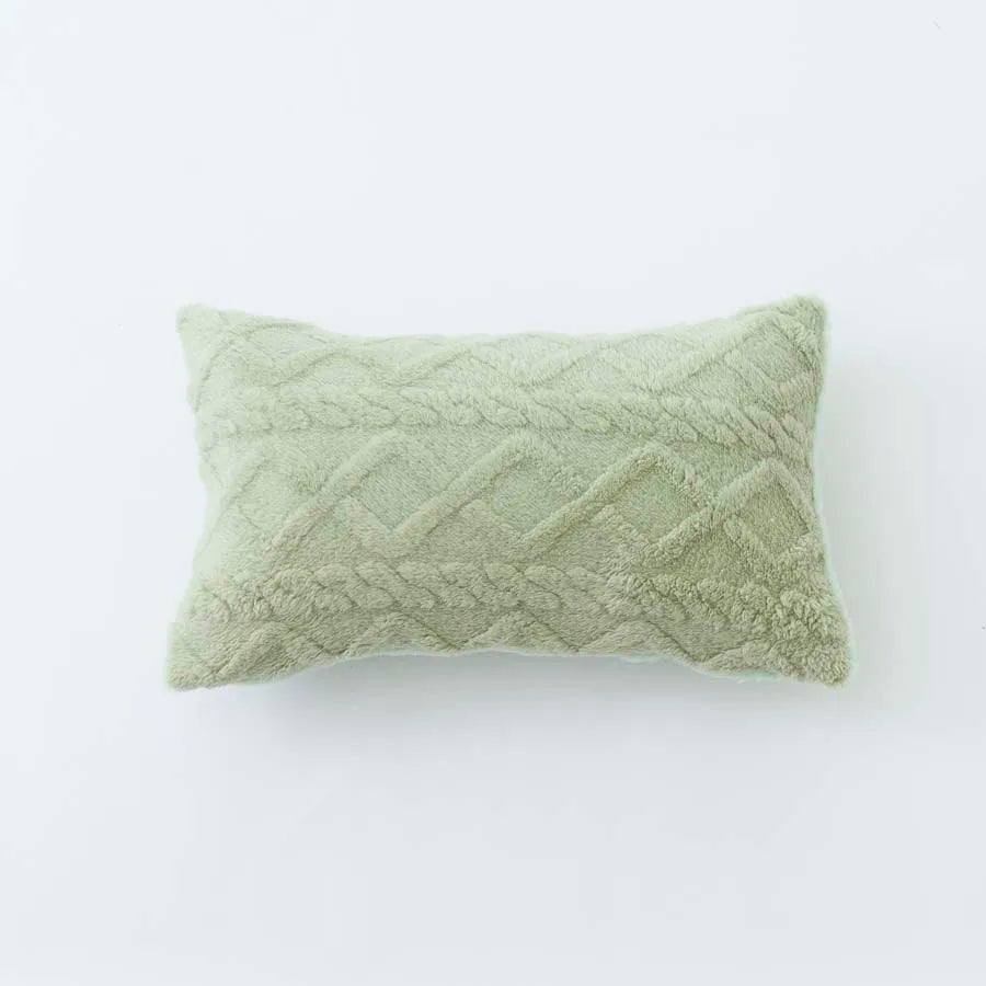 Housse de coussins rectangulaire <br>Peluche - Vert sauge