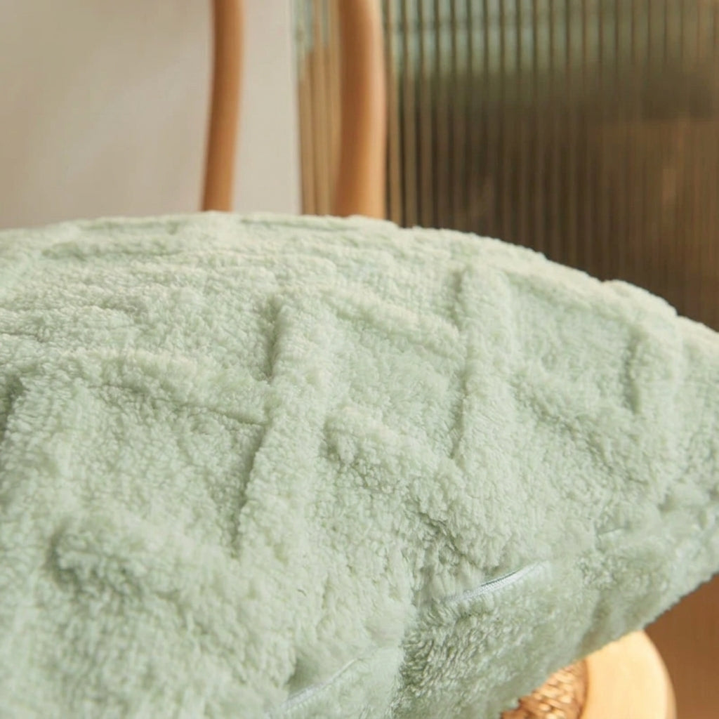 Housse de coussins rectangulaire <br>Peluche - Vert sauge