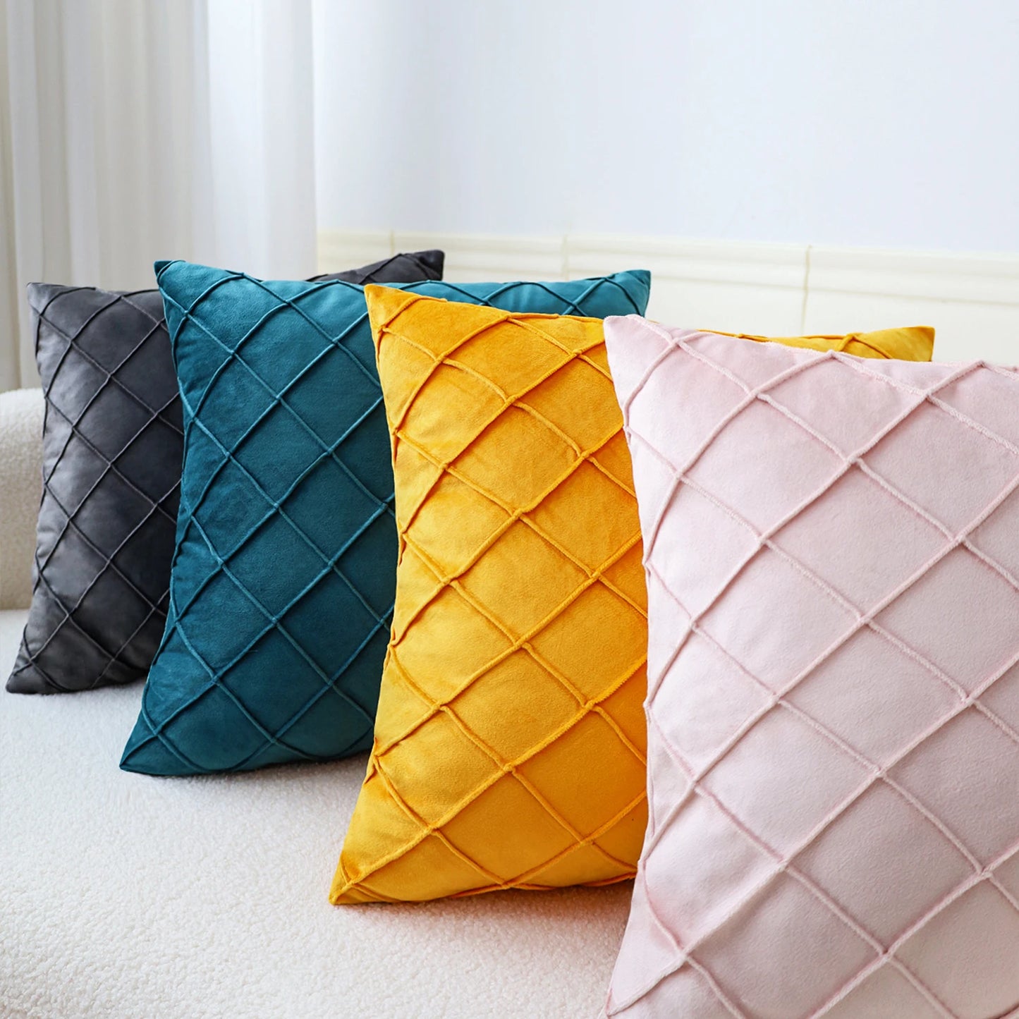 Housse coussin Suedine Bleu canard