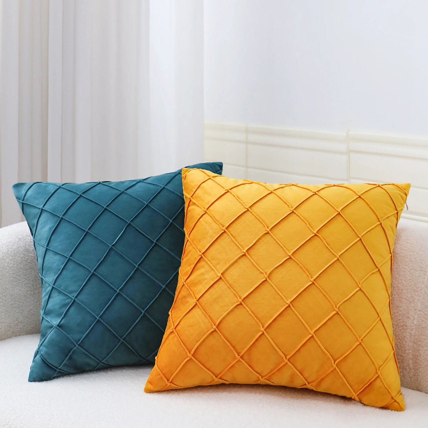Housse coussin Suedine Bleu canard