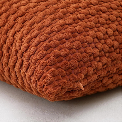 Housse de coussin Terracotta 30x50 cm velours 3D, détail du relief côtelé tricoté