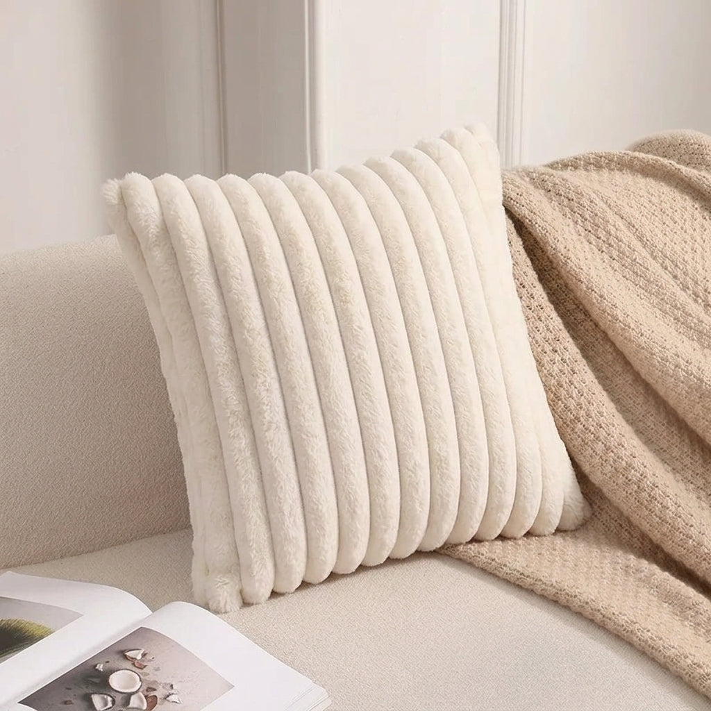 Housse de coussin<br> Velours cotelé Blanc