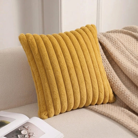 Housse de coussin<br> Velours cotelé Jaune moutarde