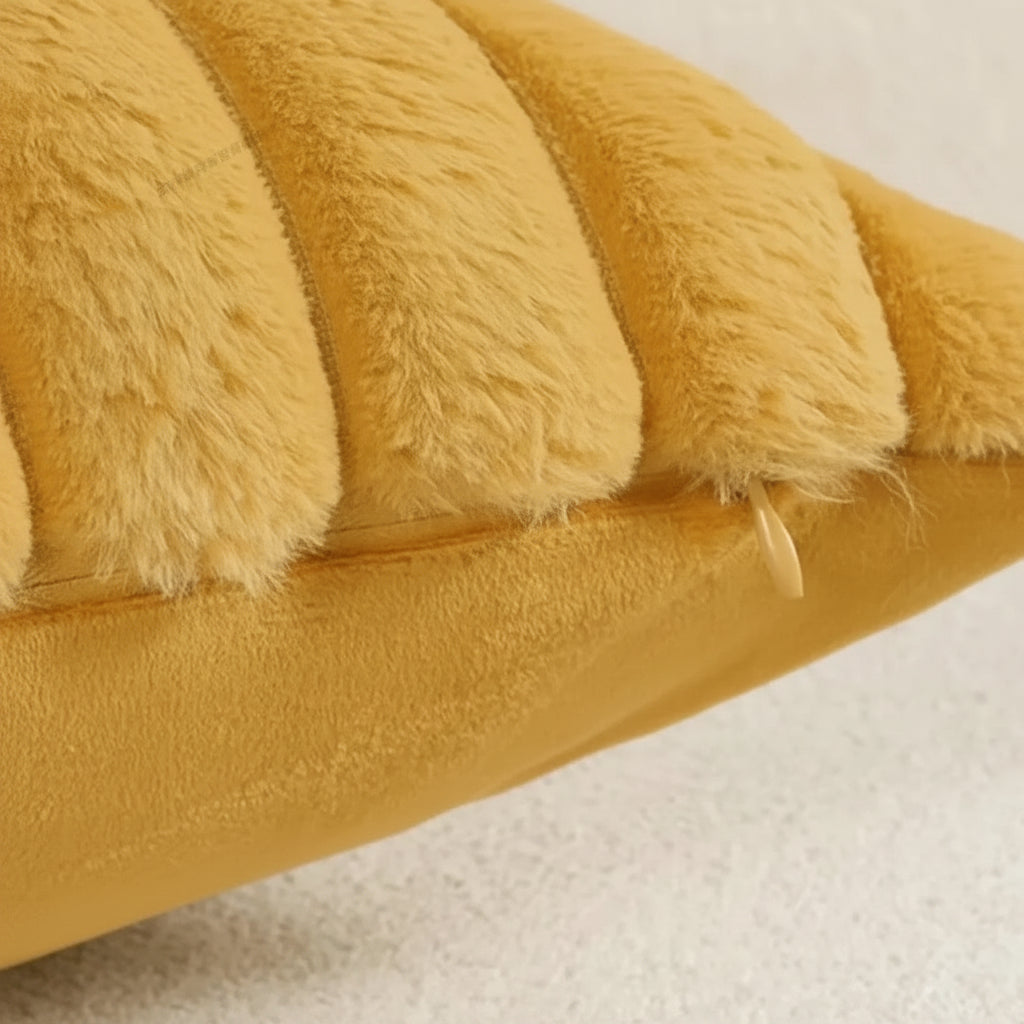 Housse de coussin<br> Velours cotelé Jaune moutarde