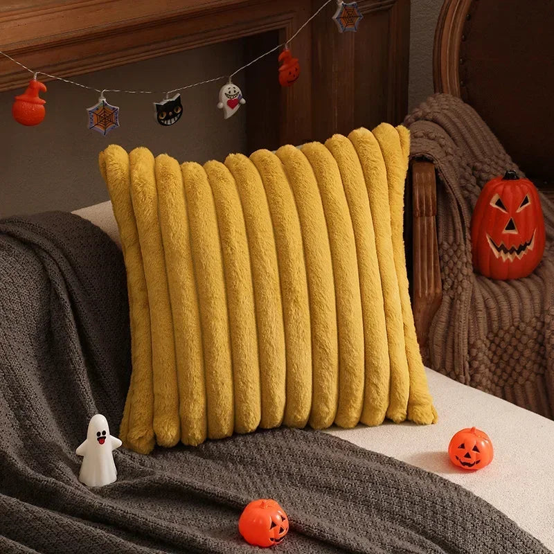 Housse de coussin<br> Velours cotelé Jaune moutarde