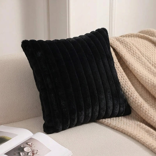 Housse de coussin<br> Velours cotelé Noir