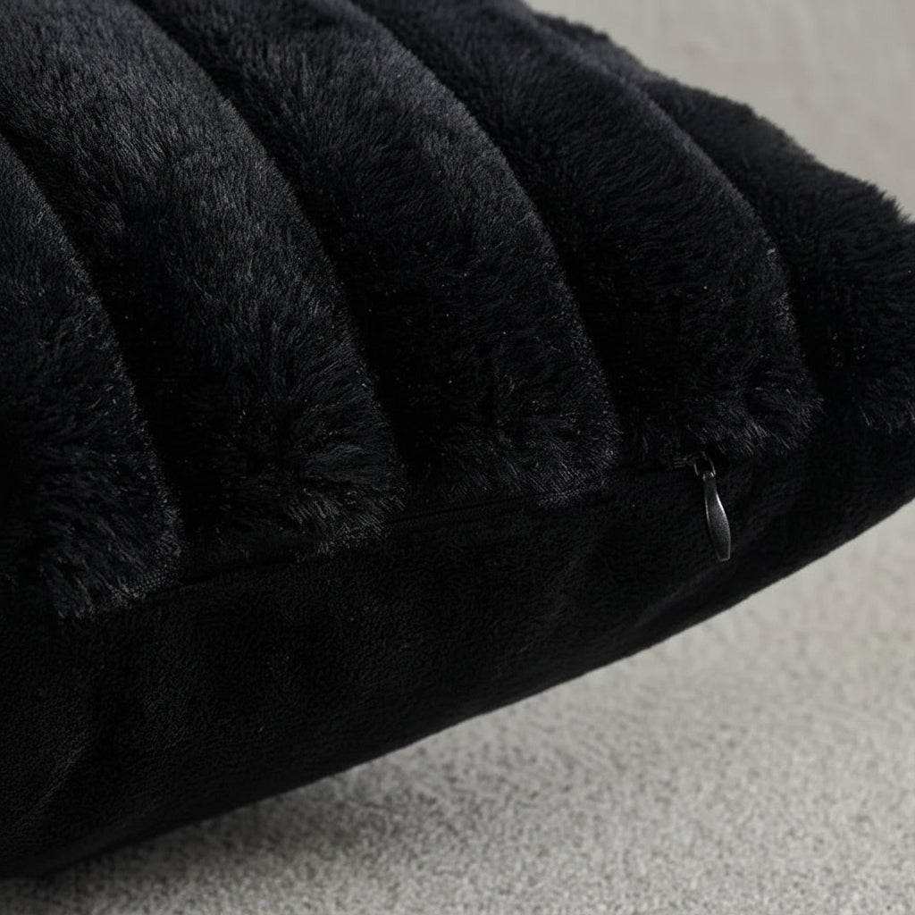 Housse de coussin<br> Velours cotelé Noir