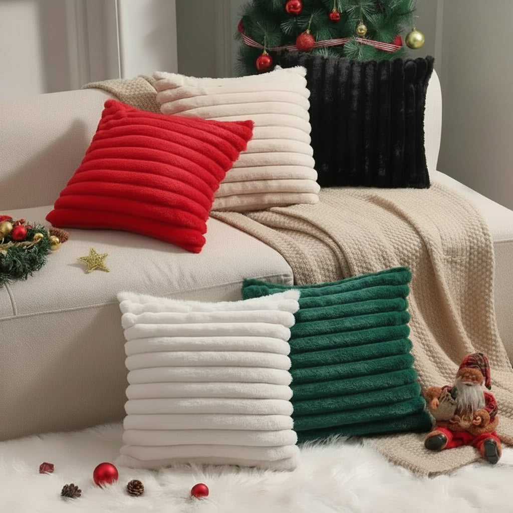 Housse de coussin<br> Velours cotelé Noir