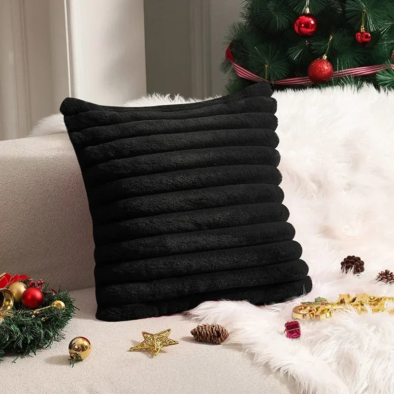Housse de coussin<br> Velours cotelé Noir