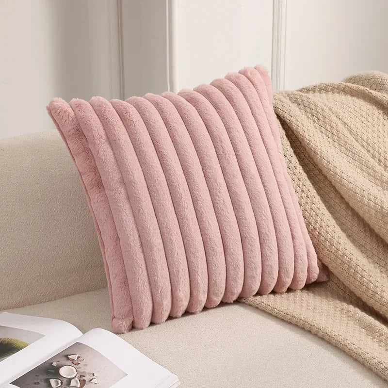 Housse de coussin<br> Velours cotelé Rose poudré