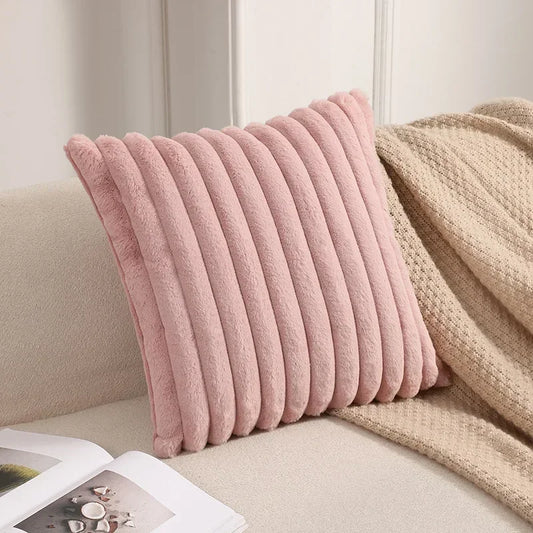 Housse de coussin<br> Velours cotelé Rose poudré