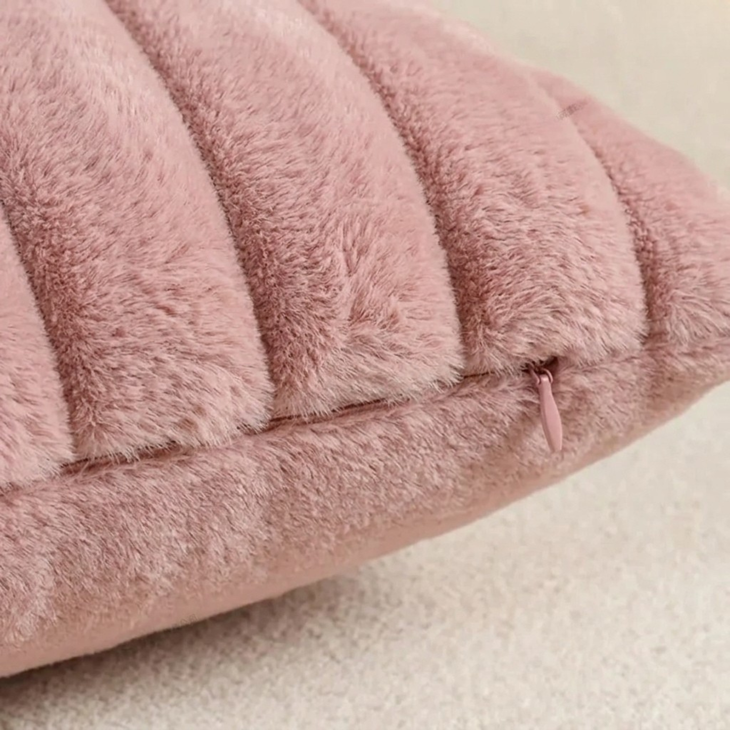 Housse de coussin<br> Velours cotelé Rose poudré