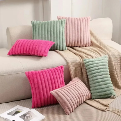 Housse de coussin<br> Velours cotelé Rose poudré