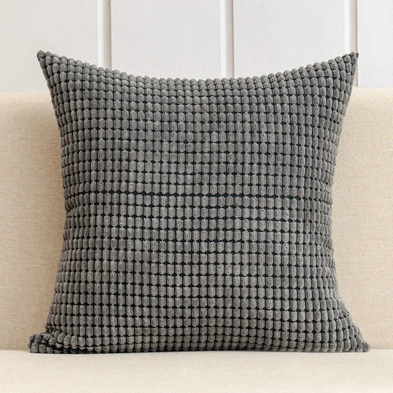 Housse de coussin en Velours Gaufré Anthracite
