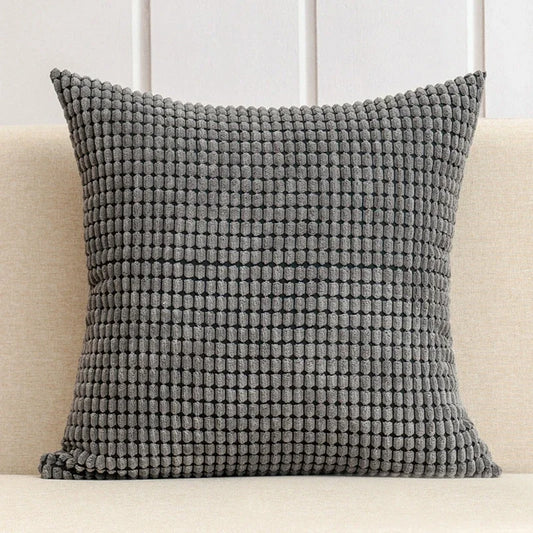 Housse de coussin en Velours Gaufré Anthracite