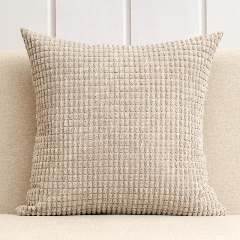 Housse de coussin en Velours Gaufré Beige