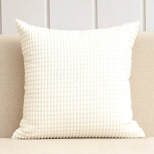Housse de coussin en Velours Gaufré Blanc