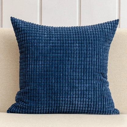 Housse de coussin en Velours Gaufré Bleu nuit
