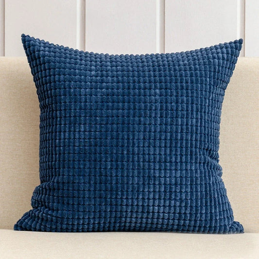 Housse de coussin en Velours Gaufré Bleu nuit