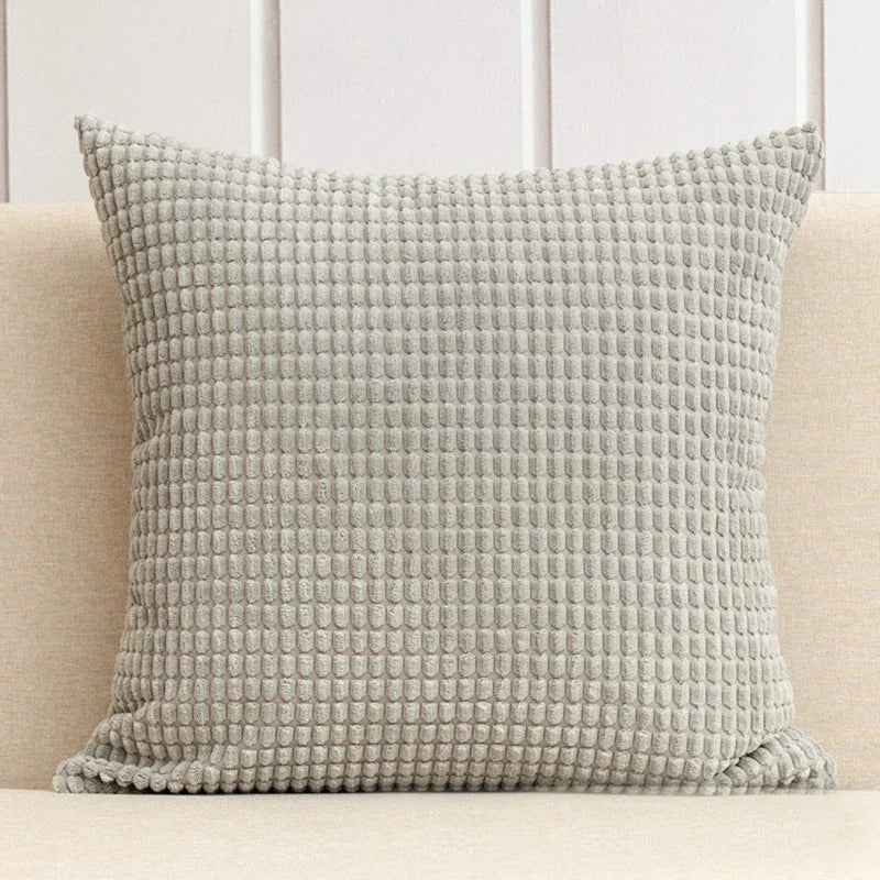 Housse de coussin en Velours Gaufré Gris