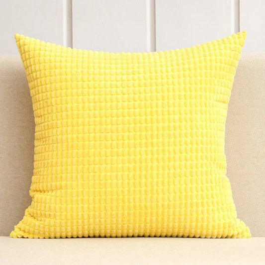 Housse de coussin en Velours Gaufré <br>Jaune Citron