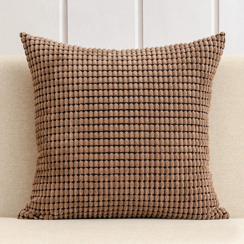 Housse de coussin en Velours Gaufré Marron
