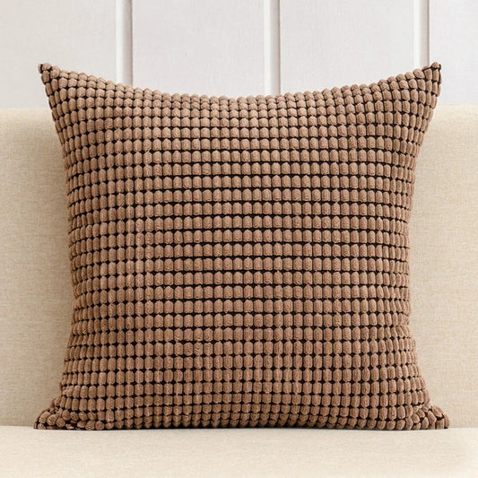 Housse de coussin en Velours Gaufré Marron