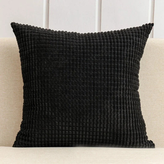 Housse de coussin en Velours Gaufré Noir