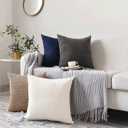 Housse de coussin en Velours Gaufré Orange
