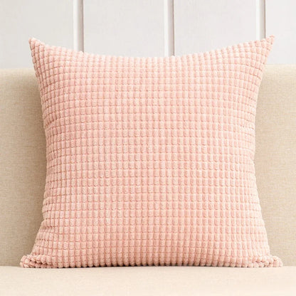 Housse de coussin en Velours Gaufré Rose pastel