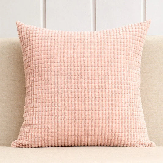 Housse de coussin en Velours Gaufré Rose pastel