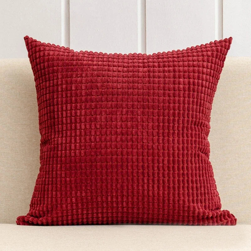 Housse de coussin en Velours Gaufré Rouge