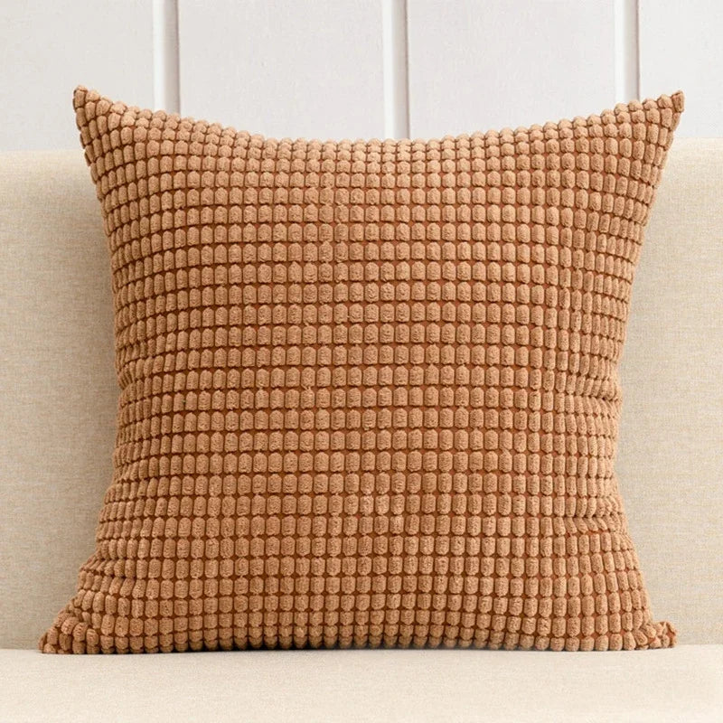 Housse de coussin en Velours Gaufré Terracotta