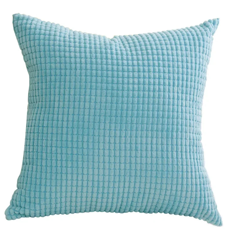 Housse de coussin en Velours Gaufré Turquoise