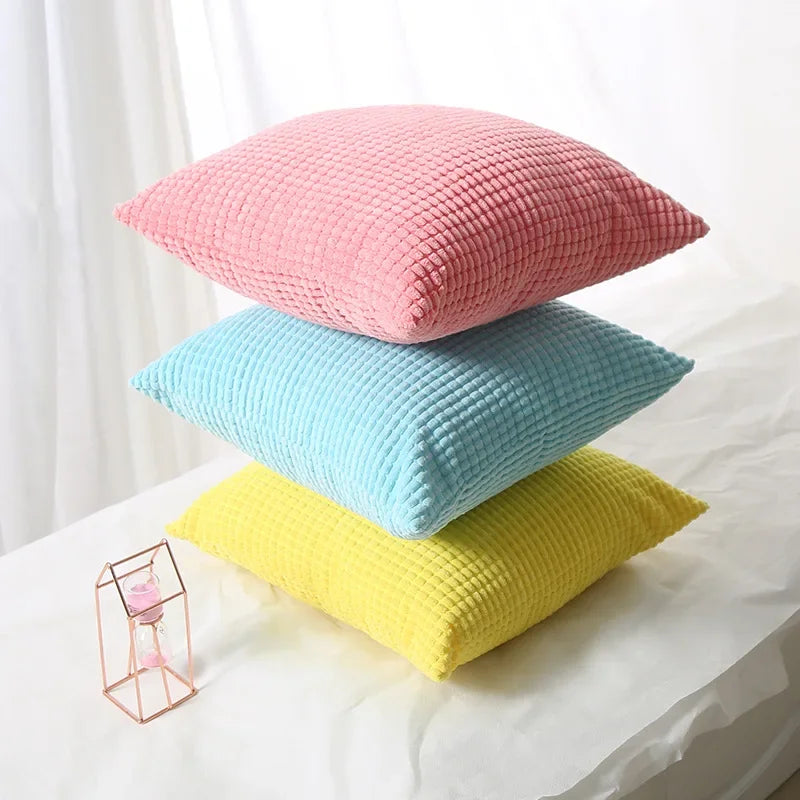 Housse de coussin en Velours Gaufré Turquoise