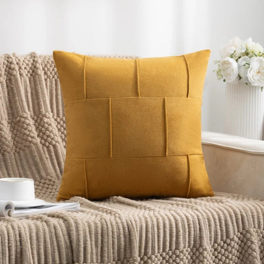 Housse de coussin Velours<br>Jaune Moutarde<br>Inspiration Scandinave