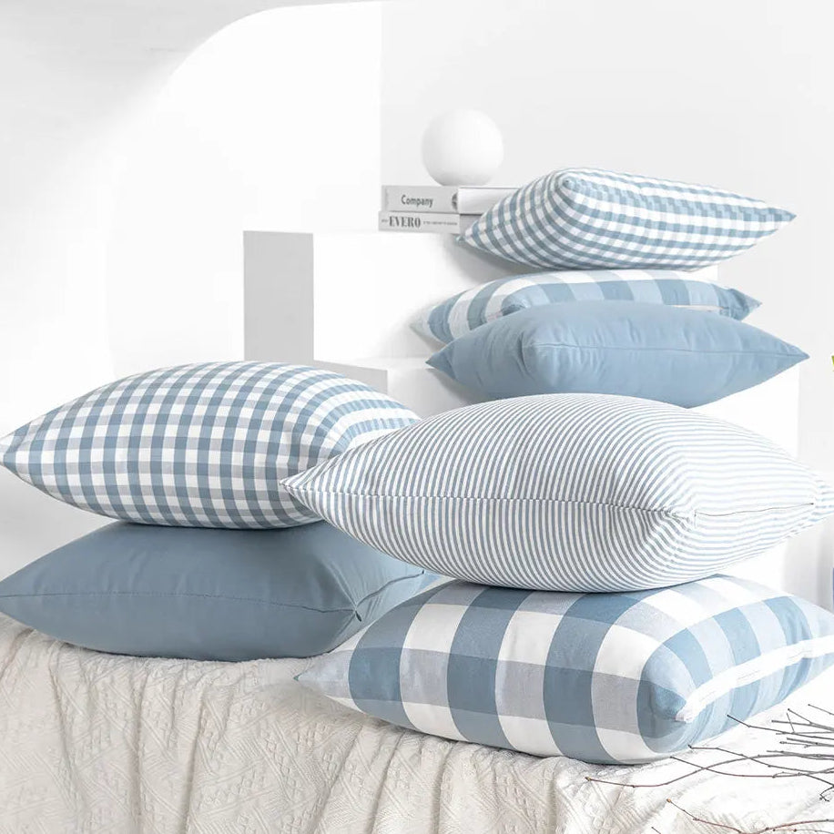 Housse de coussin 50x30<br> Vichy Bleu ciel